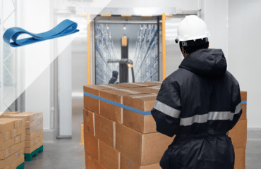 Freezer Bands securing pallet in cold storage