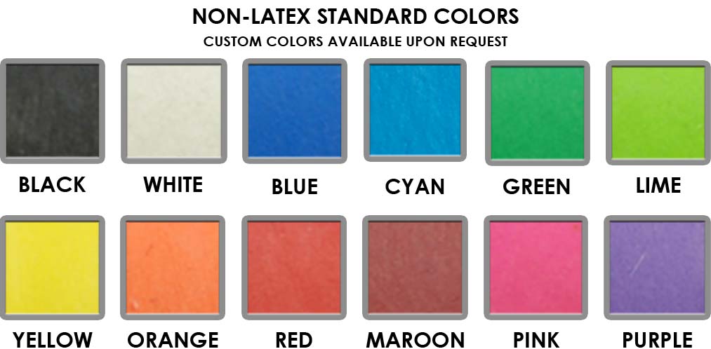 Chart of non-latex rubber band colors