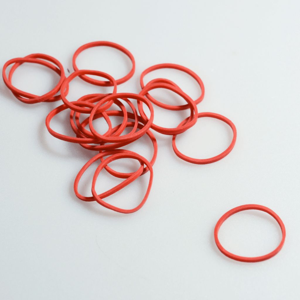 red natural rubber bands