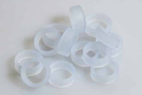 Small clear silicone rubber bands