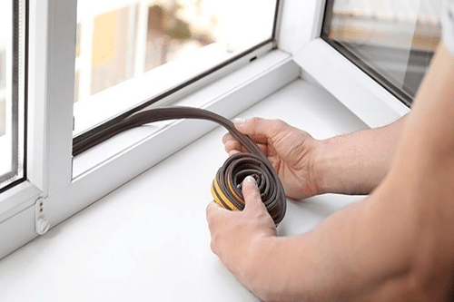 TPV weatherstripping applied on a window.