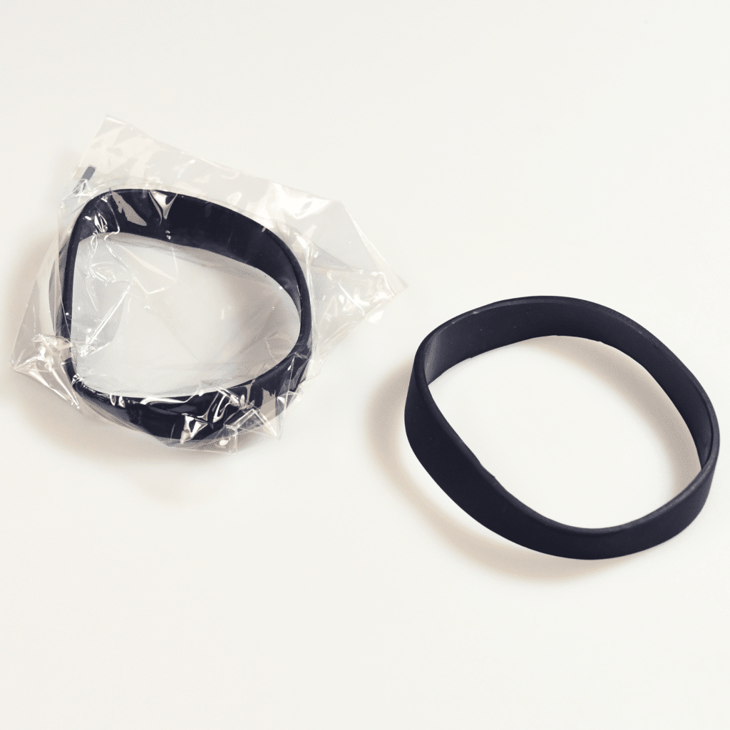 black wristbands, individually wrapped