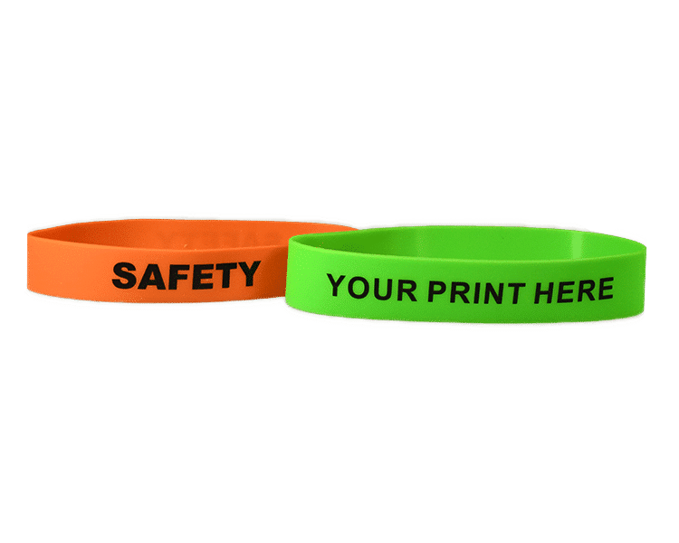 Orange safety hard hat band and green custom printed hard hat band