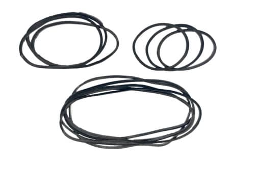 three groupings of various sized epdm all-weather rubber bands