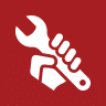 red icon of hand holding wrench